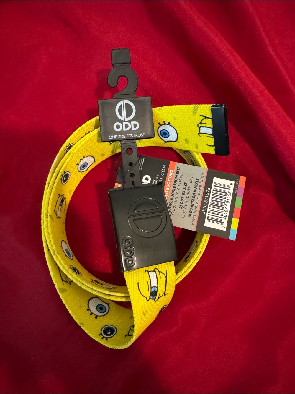 SpongeBob SquarePants Yellow Cartoon w/ Eyes Belt by OOD New Cut to size